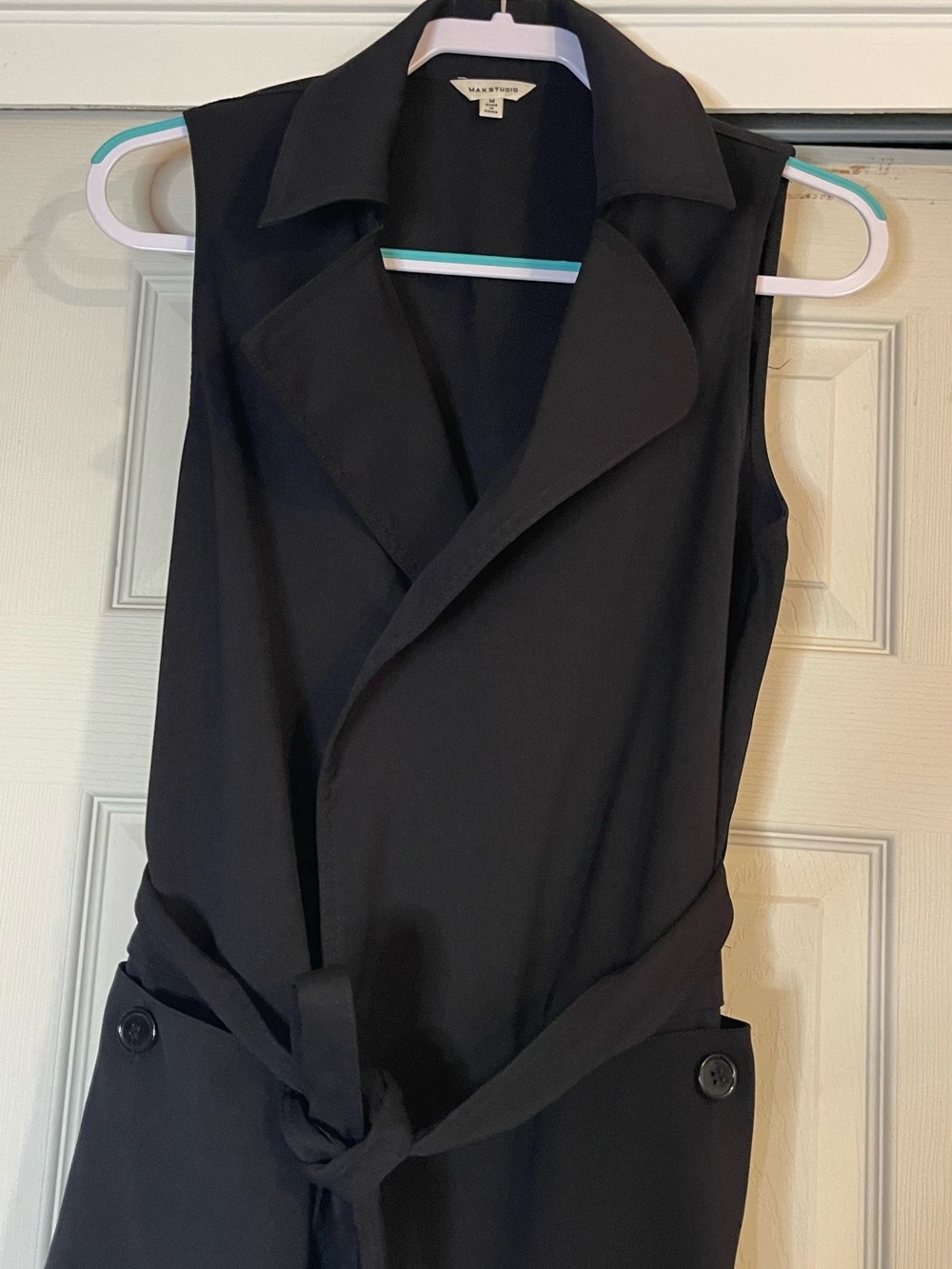 Max Studio Black Longline Tailored Sleeveless Blazer Dress M